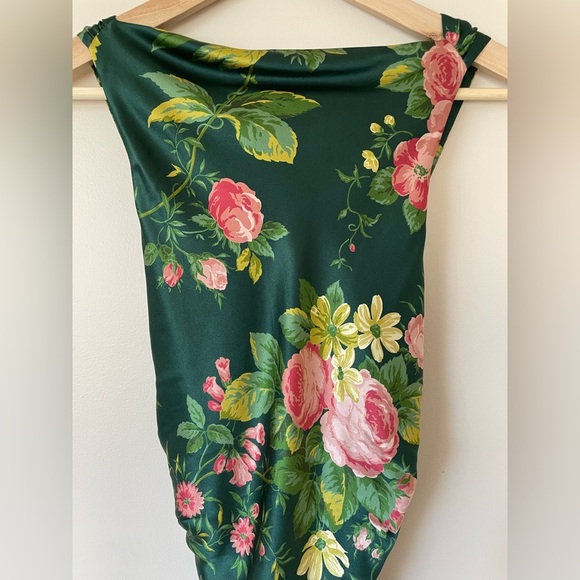 NEW Reformation Anaiis Silk Backless Long Dress Belvedere Green Floral US 2 UK 6 - Picture 8 of 15